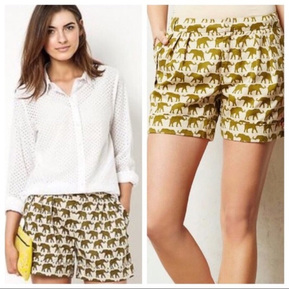 Cartonnier | Anthropologie Elephant Print Shorts